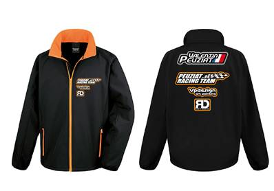 Veste RUSTI DESIGN "Peuziat Racing Team" noire et orange