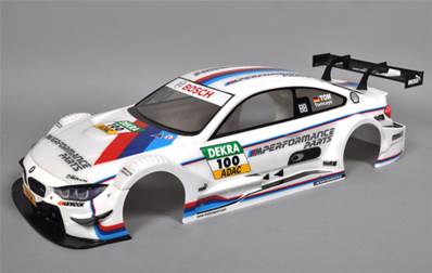 Carrosserie peinte et décorée de BMW M4 DTM, châssis Sportsline 530mm.