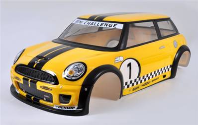 Set carrosserie FG Trophy Jaune, décorée, livrée avec aileron