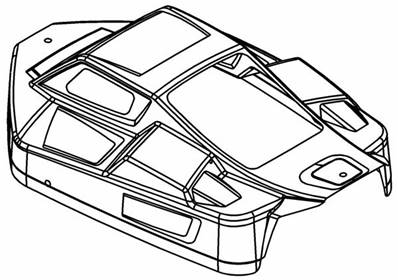 KIT CARROSSERIE RR5 LEXAN 2mm AVEC STICKER ET PROTECTION BOUGIE