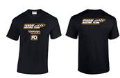 T-shirt RUSTI DESIGN "Peuziat Racing Team" noire et orange taille M