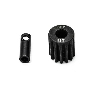 PIGNON MOTEUR 32DP Ø5MM + ADAPTATEUR 3,17MM 13 DENTS EN ACIER