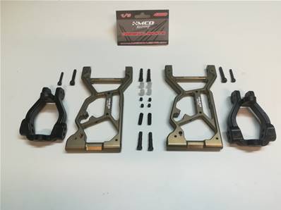 KIT COMPLET DE TRIANGLES AVANT EN ALU AVEC SUPPORT FUSEES 6° PLASTIQUE