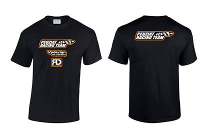 T-shirt RUSTI DESIGN "Peuziat Racing Team" noire et orange taille XS