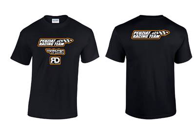 T-shirt RUSTI DESIGN "Peuziat Racing Team" noire et orange taille XXL