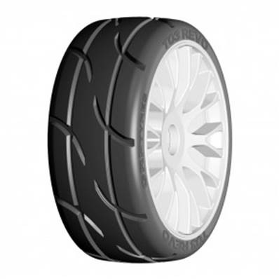 1:8 GT - T03 REVO - XM2 SuperSoft - Mounted on New 20 Spoked FLEX White Wheel